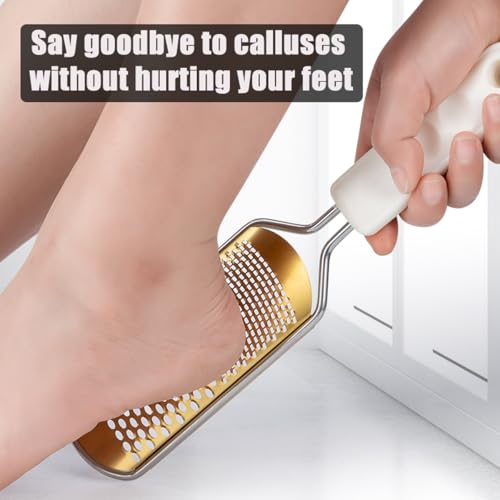 White Foot File Callus Remover, Foot File for Feet – Professional Pedicure Tool for Dead Skin Removal & Cracked Heels – Ultimate Stainless Steel Foot Scrubber for Soft, Healthy Feet White B