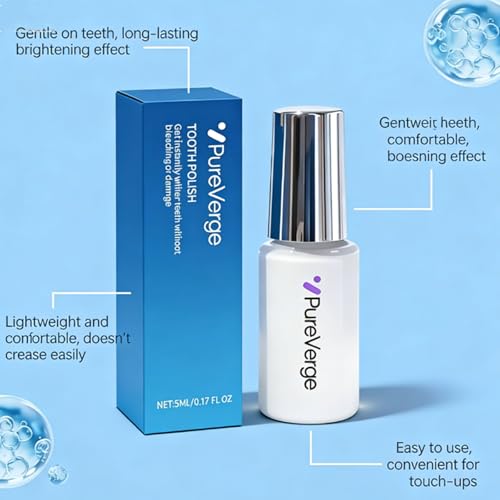 Tooth Polish - Instant White Smile, Natural Tooth Whitening Gel Paint, Brush-On Liquid Formula to Improve Appearance, Portable Oral Care, Easy to Use & Portable, Long-Lasting Results