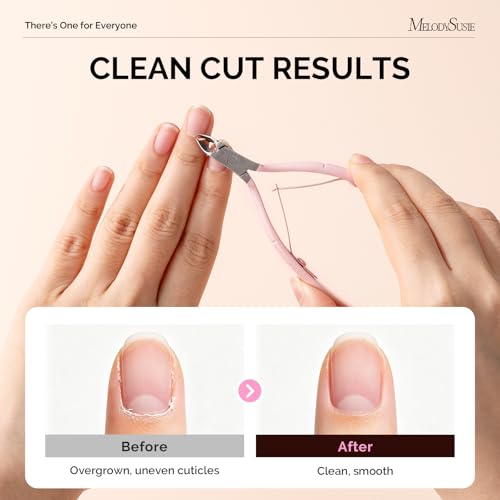 MelodySusie 3Pcs Cuticle Nipper, Pusher & Scraper Stainless Steel Set, Pink 3Pcs Cuticle Tools Set, Pink