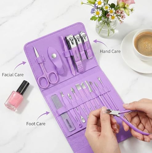 16pcs Stainless Steel Nail Care Tools Grooming Kit