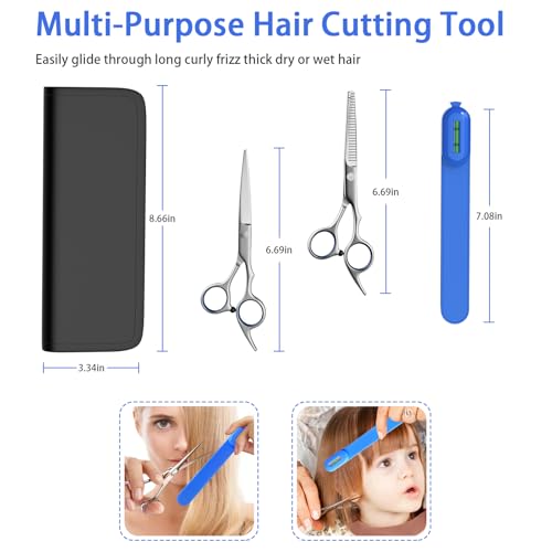 Professional Hair Cutting Kit for Women & Kids - Hair Scissors, Split Ends Trimmer & Bangs Clips - DIY Home Haircut Tools for Precision Cutting, Styling & Trimming