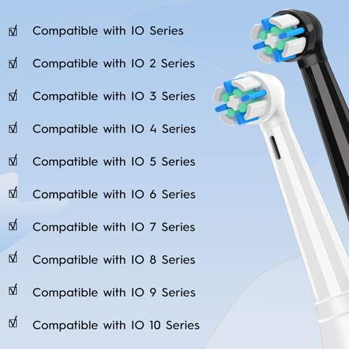 iO 12 PCS Replacement Heads Compatible with Oral B iO 2 3 4 5 6 7 8 9 10 Deep Clean Series Electric Toothbrush, Brush Heads with Medium-Hard Bristles Compatible with Oral B IO (White) White 12 Count (Pack of 1)