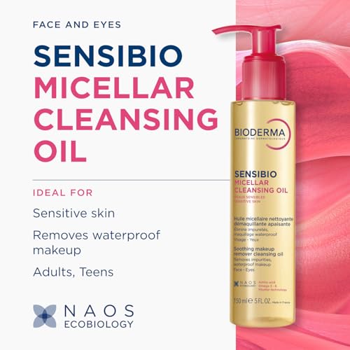 Bioderma Sensibio Micellar Cleansing Oil, 1st Ecobiological Micellar Formula Gentle Face Cleanser That Deeply Cleanses 4.98 Fl Oz (Pack of 1)