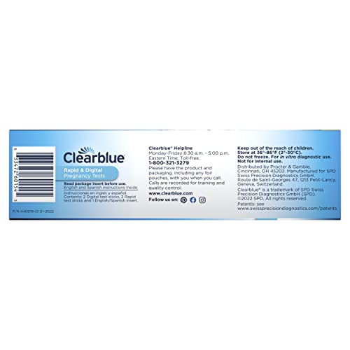 Clearblue Pregnancy Test Combo Pack, 4ct - Digital with Smart Countdown & Rapid Detection - Value Pack 4 Count (Pack of 1) Combo 4