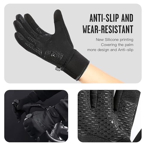 FOXLVDA 10°F Waterproof Winter Gloves for Men and Women Black Medium