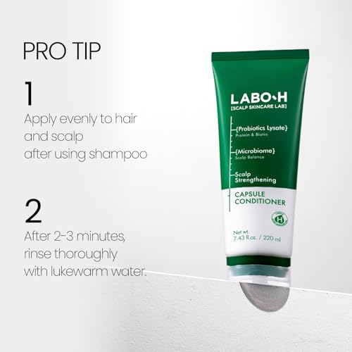 LABO.H Scalp Strengthening Capsule Conditioner for Hair Growth & Anti-Loss | Vegan Treatment with Vitamin C, Biotin, Caffeine and Rosemary Oil, Instant Softening & Nourishing, Korean, 7.43 Fl. oz.