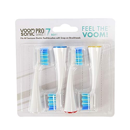 Voom Sonic White Pro 7 Series Replacement Toothbrush Heads – 4 Count – Soft Dupont Nylon Bristles – Electric Toothbrush Replacement Brushes – Dentist Approved Oral Care 4 Count (Pack of 1)
