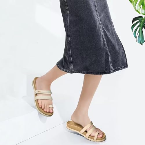 KuaiLu Womens Slides Sandals With Arch Support Comfort Plantar Fasciitis 9 Beige