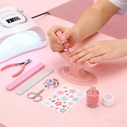 Nail Finger Rest Stand, Whale Tail Shaped Silicone Stable Manicure & Pedicure Support Holder for Nail Painting Gel Polish Application Compact & Portable for Home Salon Use (Pink)