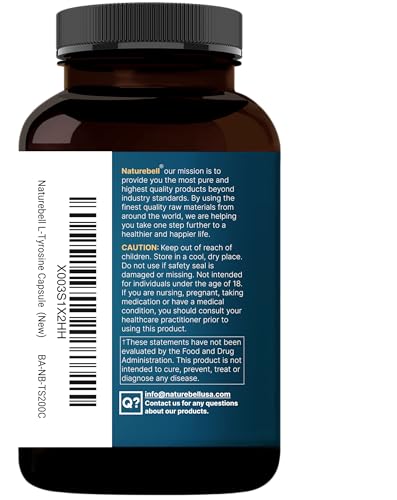 L Tyrosine Supplement, 1,500mg Per Serving, 240 Capsules | Essential Amino Acids – Brain Health Support for Memory, Cognitive Health, and Mental Alertness – Non-GMO