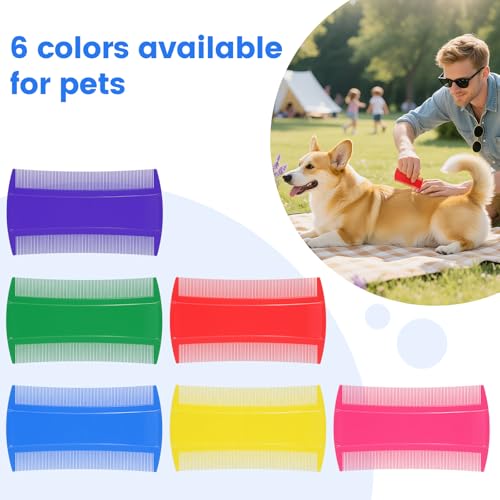 6 Pcs Lice Comb, 6 Color Detangling Fine Hair Combs for Lice Removal, Gentle Nit Fine Tooth Comb for Wet and Dry Hair, Safe for Pets and Human Use