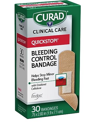 CURAD QuickStop! Flex-Fabric Bandages, 0.75x2.83 Inch, 30/Box, One Box Fabric Bandages 30 Count (Pack of 1)