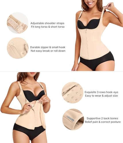 Nebility Waist Trainer for Women Corset Shapewear Waist Cincher Tank Top Medium Beige