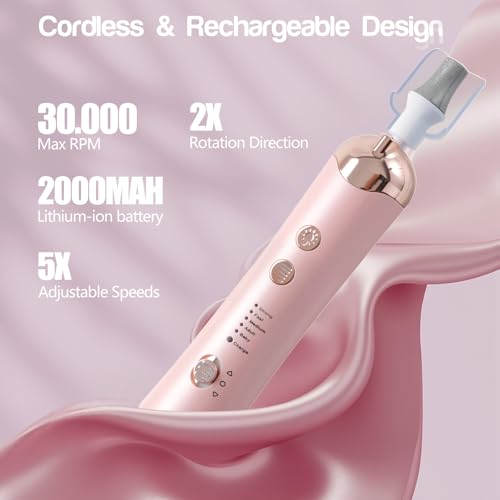 Droyek Electric Nail Drill Machine Nail Drill Electric File Nail File Kit for Beginners Acrylic Gel Nails Manicure Pedicure Polishing Shape Tool with 8 Bits Gel Nails and Home Salon Use A-pink