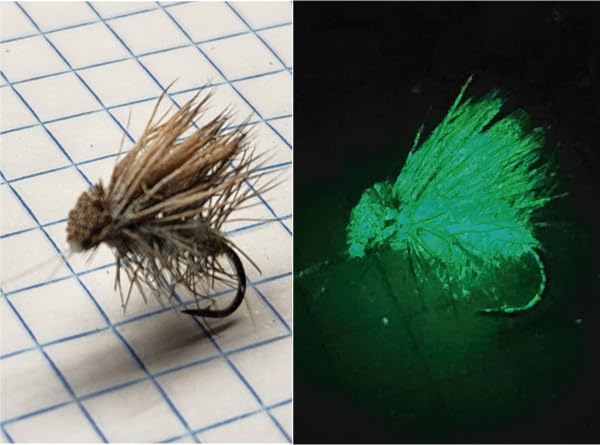 Glow-in-The-Dark Dry Fly Shake Floatant. Adds a Hydrophobic Luminescent Coating to Your Fly, so You can See it When Fishing in The Dark.