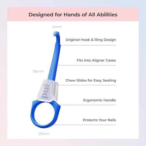 PUL Pack of 3 Reusable 2-in-1 Aligner Seating Chewie & Removal Tool — Compatible with Invisalign, Removable Braces, Retainers, Trays – Easy-to-Use Remover & Chew, Dental, Oral – Pink, Orange, Blue. Removal + Seating Tool