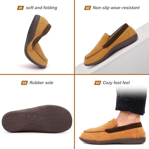 V.Step Men Orthopedic Moccasin Slippers Wide Arch Support Plantar Fasciitis 9 Wide Beige