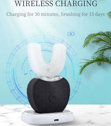 Aimery Automatic Toothbrush U Shaped Toothbrush for Adults 360° - Ultrasonic U-Electric Toothbrushes for Teeth Whitening - Wireless Charging & LED Light - Waterproof IPX7
