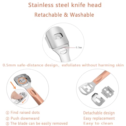 Dual-Sided Foot File-Callus Shaver with 21 Blades-Stainless Steel Foot Callus Remover & Foot Scrubber for Removing Calluses, Aged Keratin, Hard Dead Skin-Heel Scraper Pedicure Tool Kit