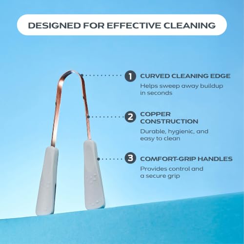 DrTung's Copper Tongue Scraper - Adults & Kids Solid Copper - 2 Pack 1 Count (Pack of 2)