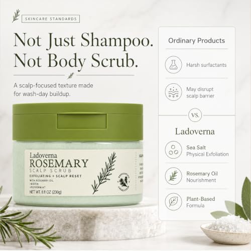 Rosemary Scalp Scrub Exfoliator, 8.11 oz - Sulfate Free Scalp Detox & Reset with Rosemary Oil, Biotin & Peppermint for Build-Up, Oily Scalp & Stronger Hair