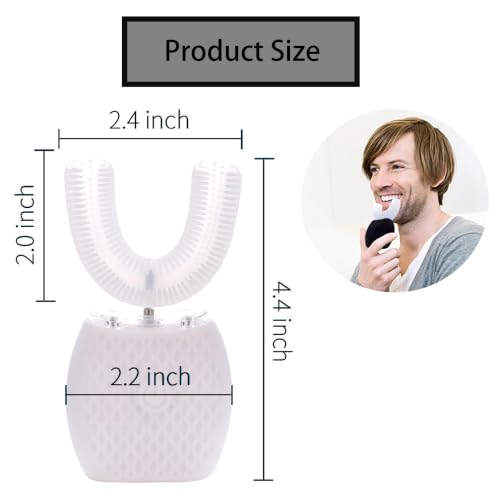Adult Automatic Ultrasonic Toothbrush Waterproof Timer Travel White