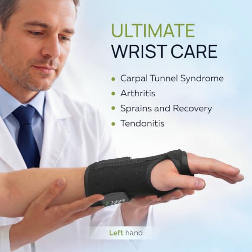 Carpal Tunnel Wrist Brace Support with 2 Straps and Metal Splint Stabilizer - Helps Relieve Tendinitis Arthritis Carpal Tunnel Pain - Reduces Recovery Time for Men Women - Left (S/M) 2 strap brace Left S/M