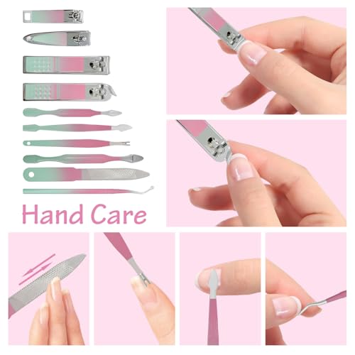 Nail Clippers Set 30 Pcs Professional Grooming Kits, Fingernail and Toenail Clipper Cutters, Ear Wax Removal Kit, Pedicure Tools, Manicure Tools with Luxurious Travel Case Gradient Color