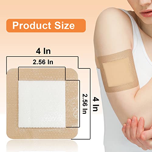 Carbou 4 Pcs Zip Sutures Wound Closure Device + 10 Pcs Silicone Foam Dressing with Gentle Border 4"x4"