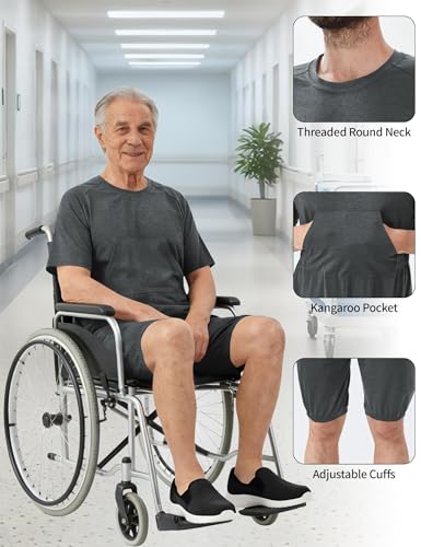 Adaptive Clothing for men Anti-Strip Back-Zip Jumpsuit for Elderly men Small Dark Gray