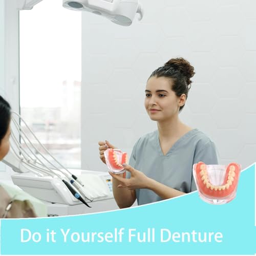 DIY Denture Complete Kit with Impression Material, Gum Material, Components for Top and Bottom Full or Partial Dentures, Do-It-Yourself Solution