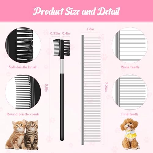 Kerros Flea Combs for Dogs and Cats, Stainless Steel Pet Grooming, 6 Pack