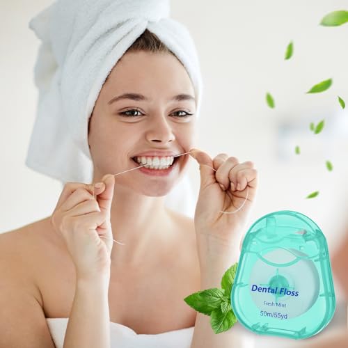 Mimorou 48 Pack Mini Dental Floss Bulk Mint Green Travel Dental Floss