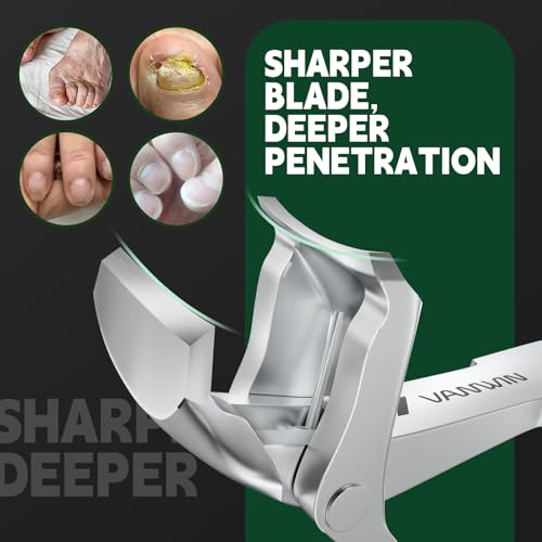 Toenail Clippers for Seniors Thick Toenails Angled Head Large Sharp, Toe Nail Clippers for Men with Wide Jaw Opening Heavy Duty, Fingernail Clipper with Catcher Nail Cutter Long Handle Silver
