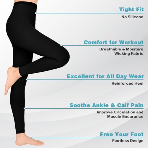 KTINNEAD 20-30mmHg Comfortable Medical Compression Pantyhose for Women Men Black1 L