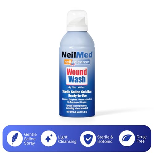 NeilMed Cleanse Sterile Saline Wound Wash, 6.3 Ounce 6.3 Fl Oz (Pack of 1)