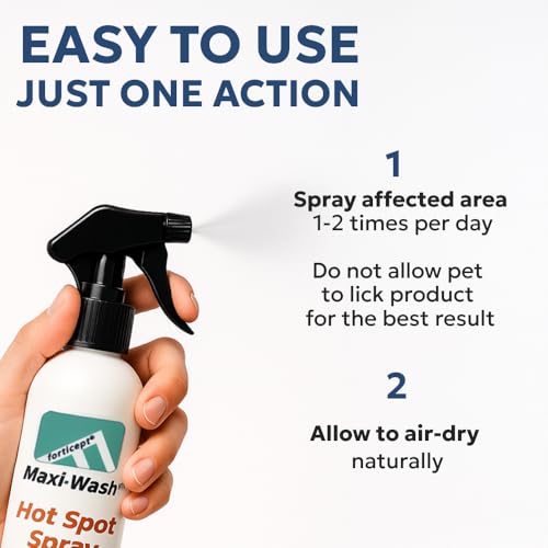 Forticept Maxi-Wash Hot Spot Cleansing Spray Treatment, Wound Care & Itch Relief Spray for Dogs and Cats. Relives Scratching, Rashes, Sores, Itchy Skin and Paw Licking 8 oz