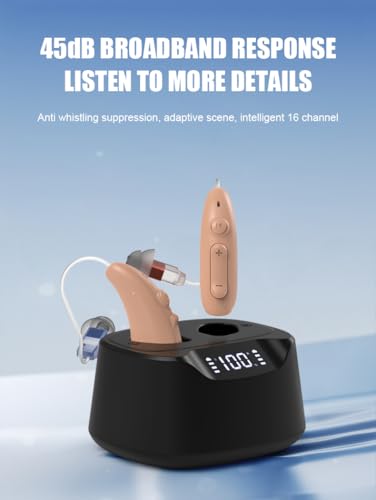 Blue Deer Rechargeable Hearing Aids for Seniors - Digital OTC Hearing Aid with Noise Cancellation 360° Omnidirectional Capture 30Hrs Long Endurance Behind Ear Hearing Amplifiers with Charging Case