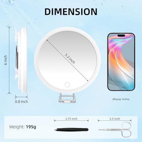 40X Magnifying Mirror with Lights, 6inch Makeup Mirror, Compact Travel Size White-40x 6"L x 6"W