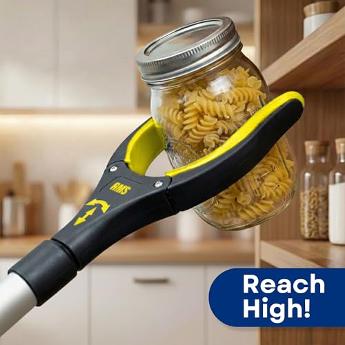 RMS 2-Pack 32 Inch Extra Long Grabber Reacher with Rotating Jaw (Yellow) Yellow