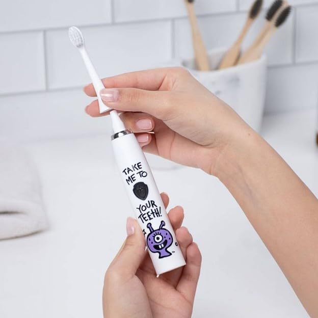 Made by Dentists Kids' Rechargeable Electric Toothbrush (with 2 Replacement Heads and Charger) - Alien Version