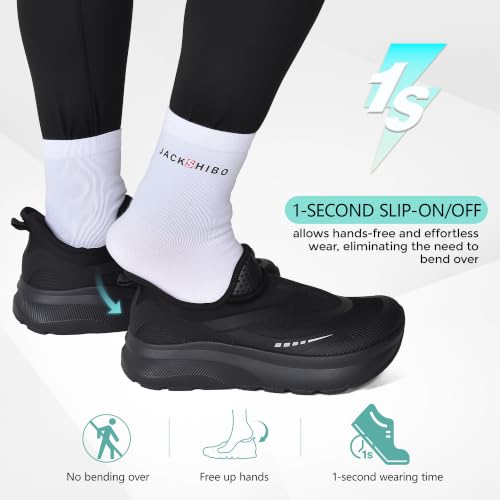 JACKSHIBO Men's Wide Toe Box Slip on Walking Shoes Arch Support Sneakers 9.5 Wide Slip on Black