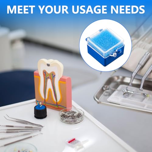 Cinnvoice 100 Count Dental Crown and Bridge Pillow Case with Secure Clasp Transparent Membrane Film Showcase Tooth Box 2" x 2"(Blue,Foam) Blue Foam