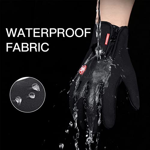 FOXLVDA Winter Warm Gloves for Men and Women, with Windproof and Waterproof Features, Sensitive Touch Screen Texting Fingers for Work, Cycling, Driving Large black