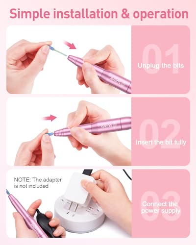 Electric Nail Drill 20000RPM Portable Nail File Nail for Acrylic Gel Nail Light Pink