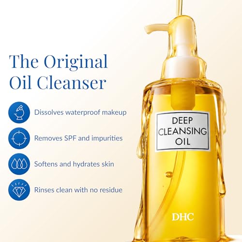 DHC Deep Cleansing Oil, Makeup Remover, Gentle Oil Cleanser, 6.7oz + 1oz Unscented 7.7 Fl Oz (Pack of 2)