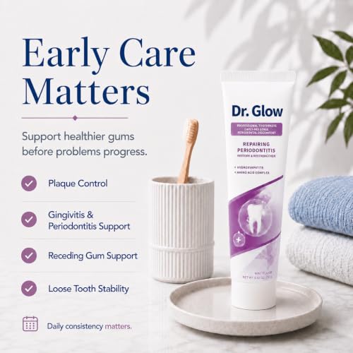 Dr. Glow Toothpaste Gum Repair for Receding Gums, Periodontal Disease, Bad Breath, Gum Regrowth, Loose Tooth Repair - 2 Tubes Pink 3.52 Ounce (Pack of 2)