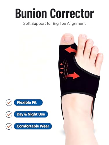 2PCS Bunion Corrector for Women & Men, Comfort Hallux Valgus Toe Straightener Sleeve, Breathable Big Toe Support Splint for Sleeping & All Day Wear