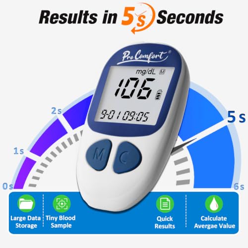 Glucose Monitor Kit Blood Sugar Testing Kit with 100 Test Strips Lancing Device 100 Lancets for Home Use
