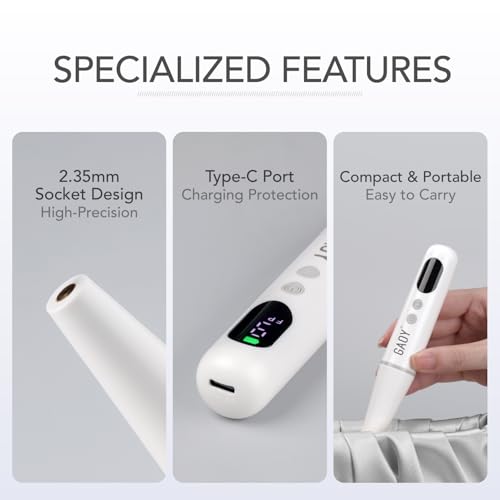 GAOY Cordless Nail Drill, Rechargeable Electric Nail File with LED Display, Lightweight Low Noise Manicure & Pedicure Tool for Gel Removal, Acrylic Nails & DIY Home Use, White